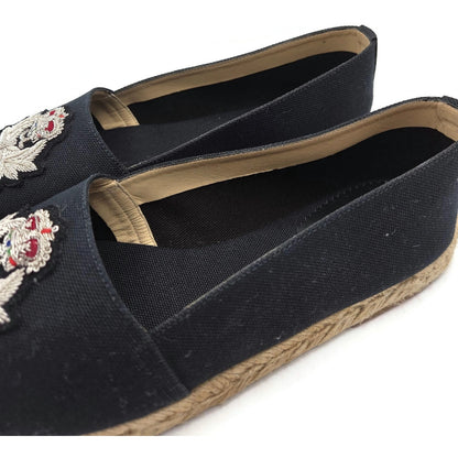 Christian Louboutin Galia Flat Olona Espadrilles Black Fabric Rope Jute Size 39