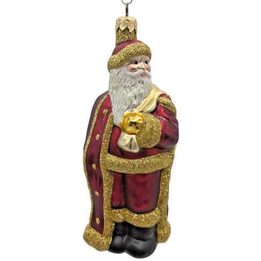 Patricia Breen Jordan Santa Claus Bordeaux Gold Christmas Holiday Tree Ornament