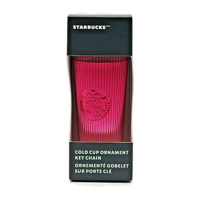 Starbucks Key Chain Ornament Ribbed Cold Cup Tumbler Ornament Pink Christmas