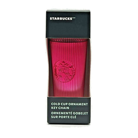 Starbucks Key Chain Ornament Ribbed Cold Cup Tumbler Ornament Pink Christmas