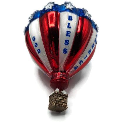 Patriotic Hot Air Balloon God Bless America Christmas Tree Ornament Kurt Adler