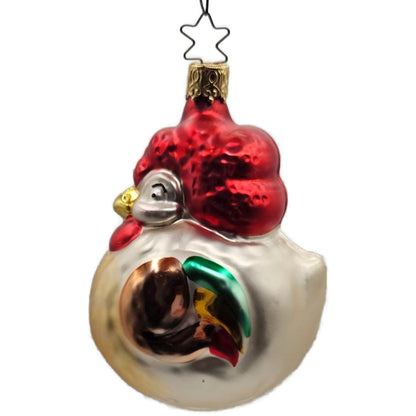 Inge Glas Proud Rooster Old World Christmas Hand Blown Glass Holiday Ornament
