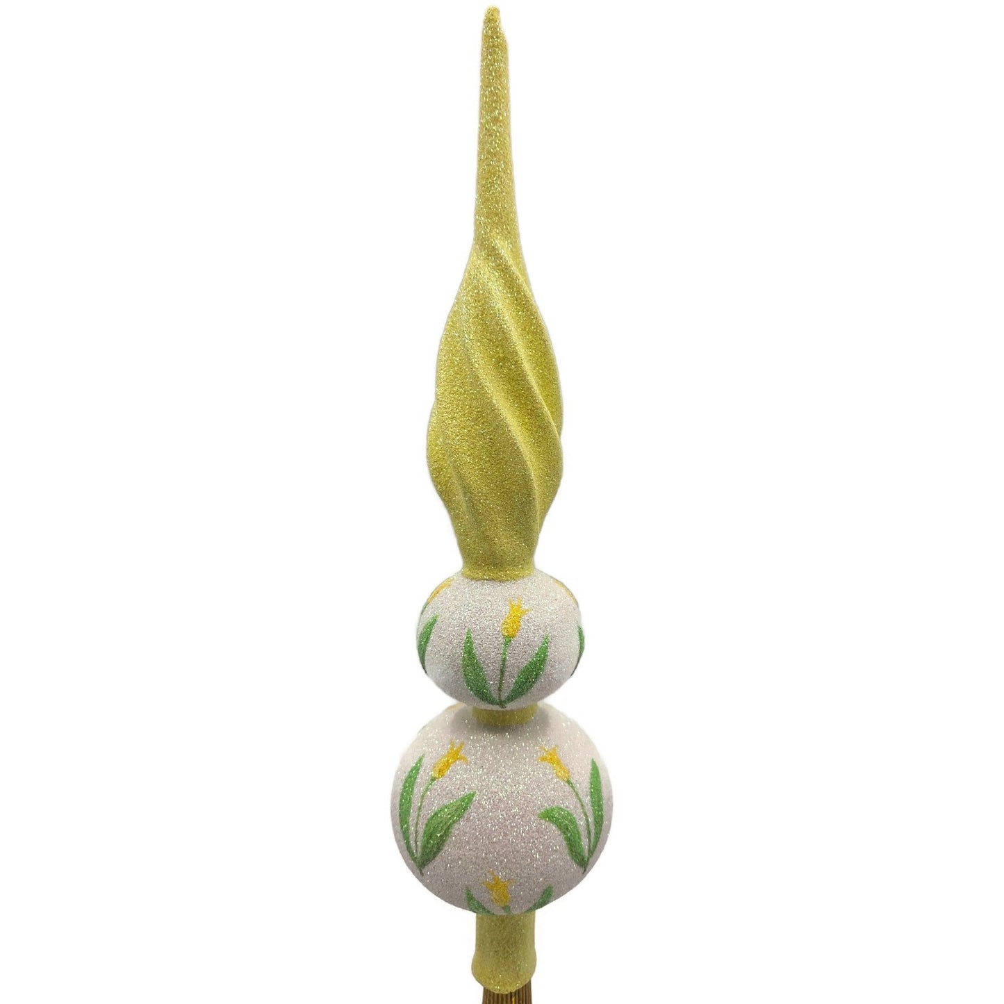 Patricia Breen Miniature Tulip Finial Flowers White Yellow Spring Tree Topper
