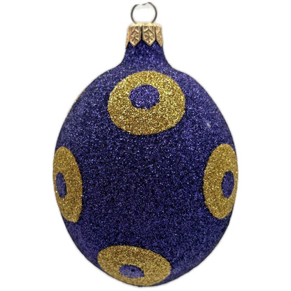 Patricia Breen Egg Purple Gold Polka Dot Easter Christmas Tree Ornament Glitter