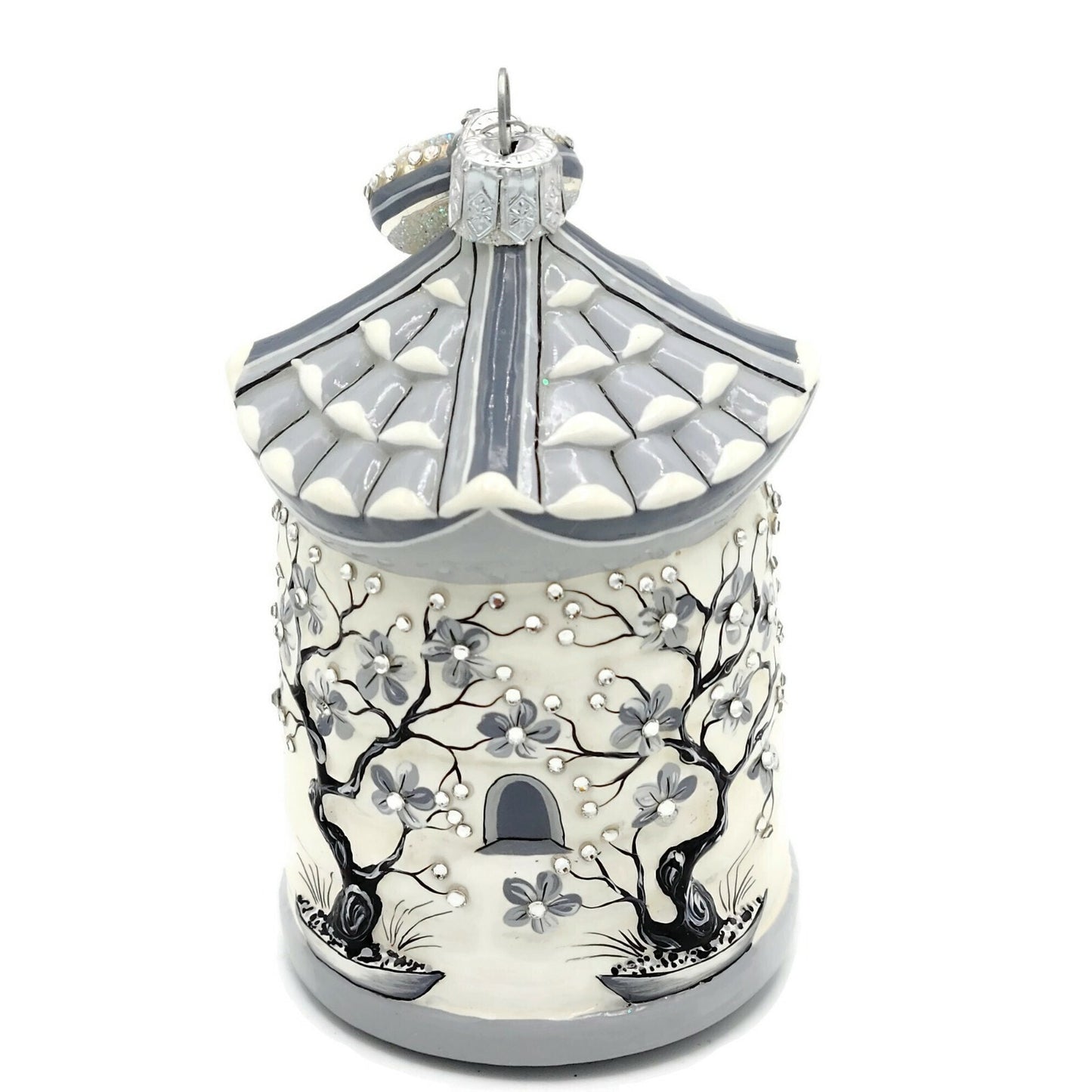 Patricia Breen Zenskep Chinoiserie Black Bee Floral Asian Holiday Tree Ornament