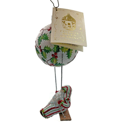 Patricia Breen Ornament Swing Time Holly Santa Claus Stripe Christmas Tree Decor