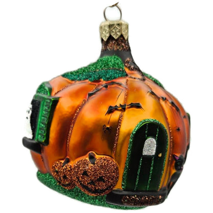 Patricia Breen Pumpkin Cottage Orange Bats Matte Halloween Ornament Signed