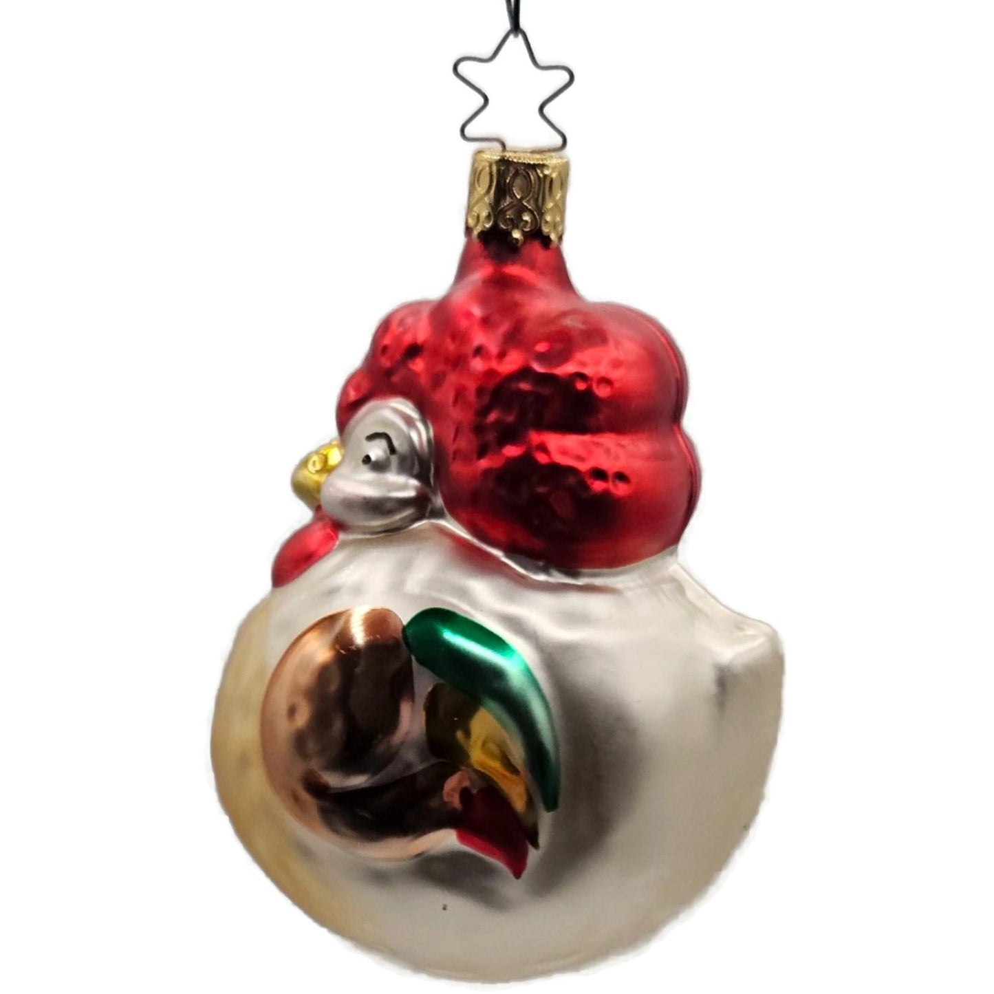 Inge Glas Proud Rooster Old World Christmas Hand Blown Glass Holiday Ornament