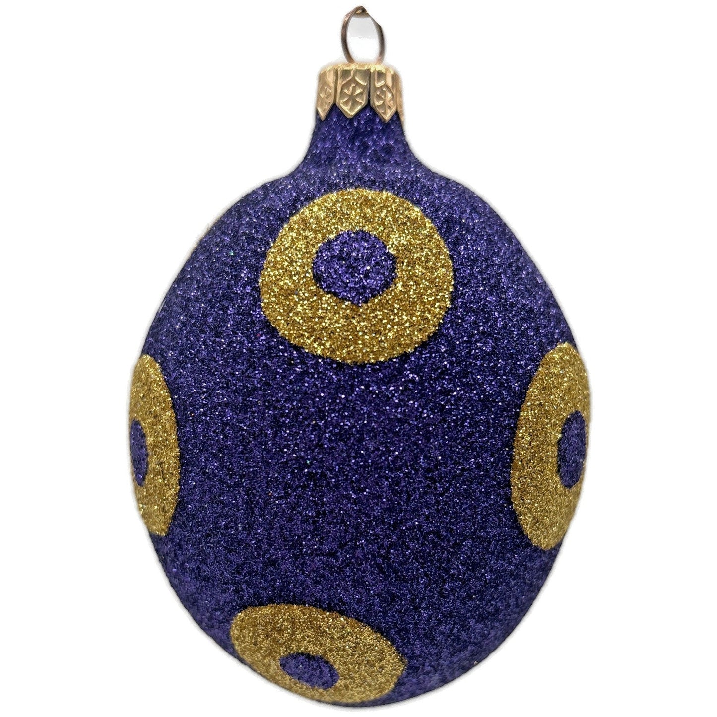 Patricia Breen Egg Purple Gold Polka Dot Easter Christmas Tree Ornament Glitter