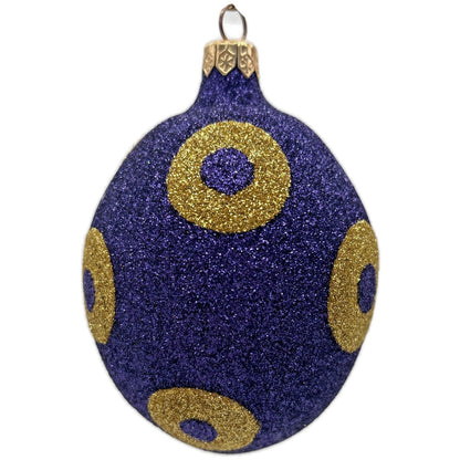 Patricia Breen Egg Purple Gold Polka Dot Easter Christmas Tree Ornament Glitter