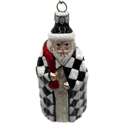 Patricia Breen Saint Louis Santa Black White Diamond Christmas Tree Ornament