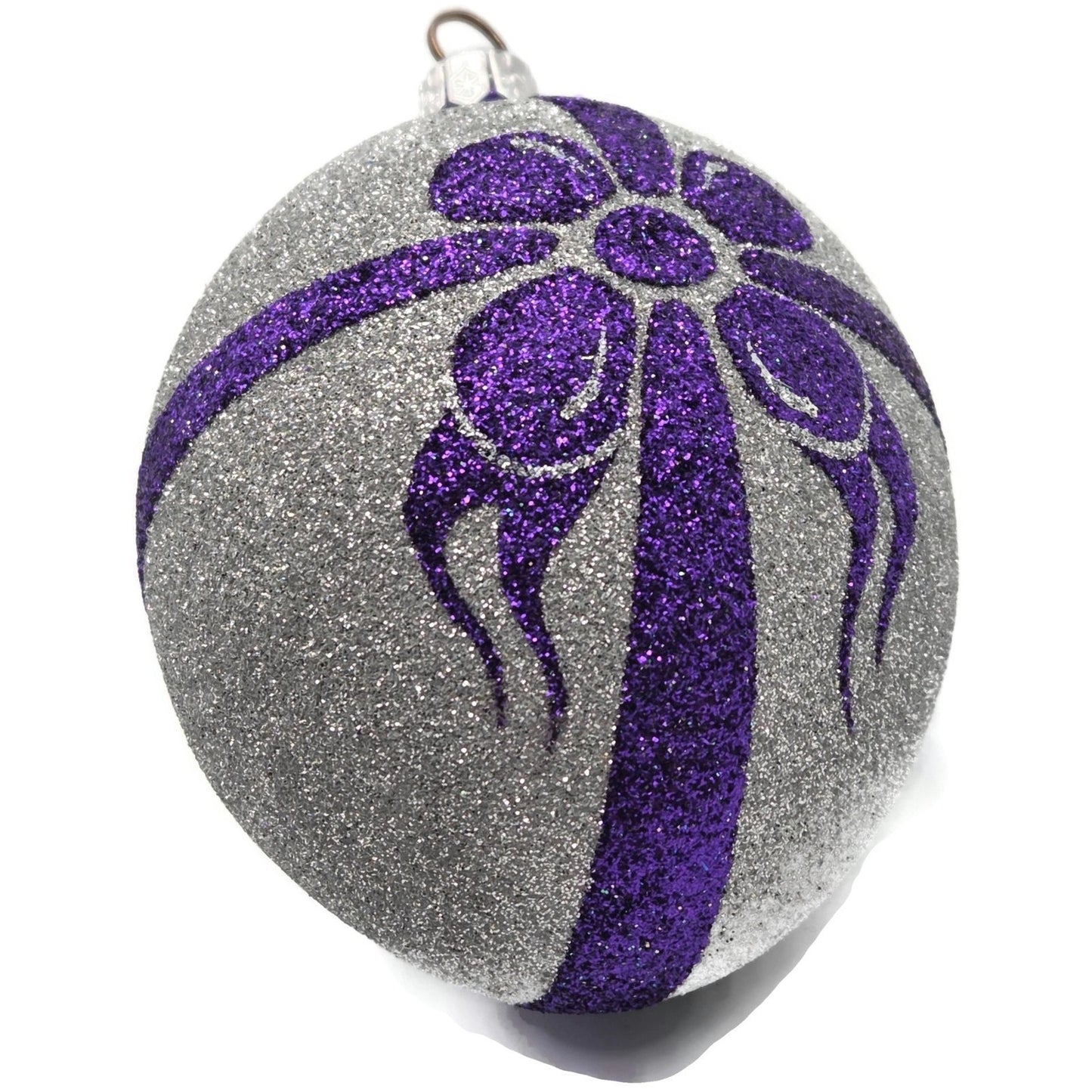 Patricia Breen Eggs Silver Purple Bow Glittered Easter Christmas Ornament 9873