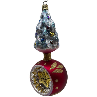 Old World Christmas Tree On Ball Glitter Star Reflector Red OWC Holiday Ornament