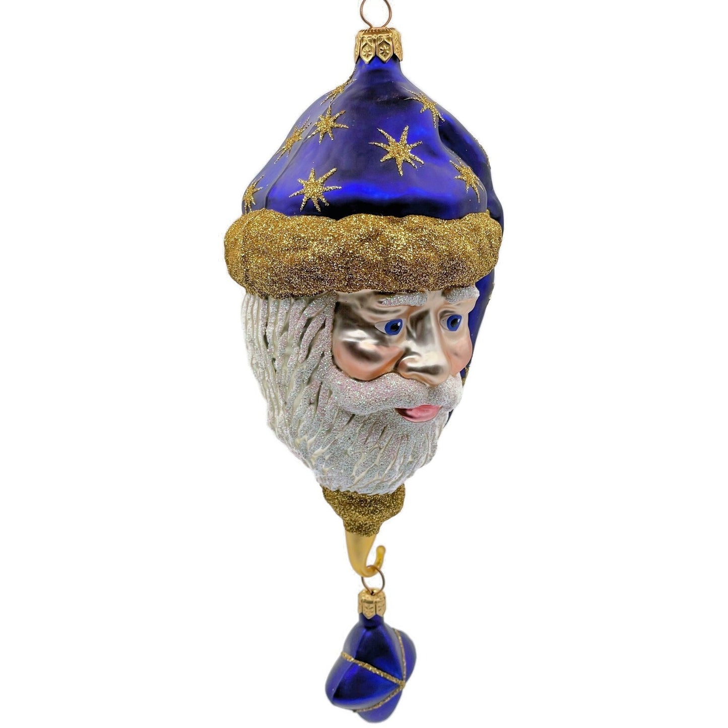 Patricia Breen Goodnight Santa Head Purple Gold Stars Christmas Tree Ornament