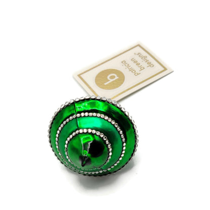 Patricia Breen Jetson Green Silver Banded Crystals Jewel Christmas Tree Ornament