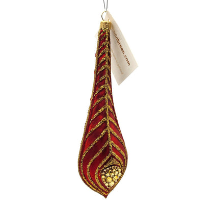 Patricia Breen La Plume Firebird Feather Red Gold Crystal Christmas Ornament