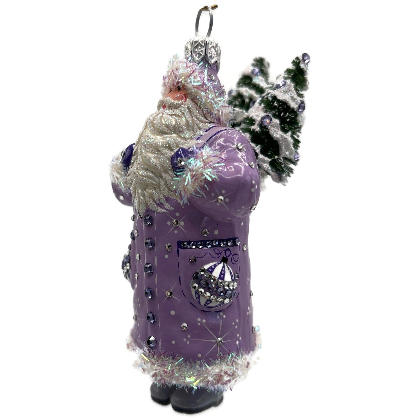 Patricia Breen Whose Woods Are These Lavender Santa Christmas Ornament CATZ