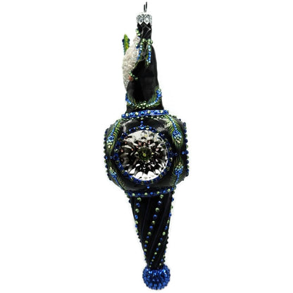 Patricia Breen Willhite Santa Peacock Jeweled Reflector Christmas Ornament 3242