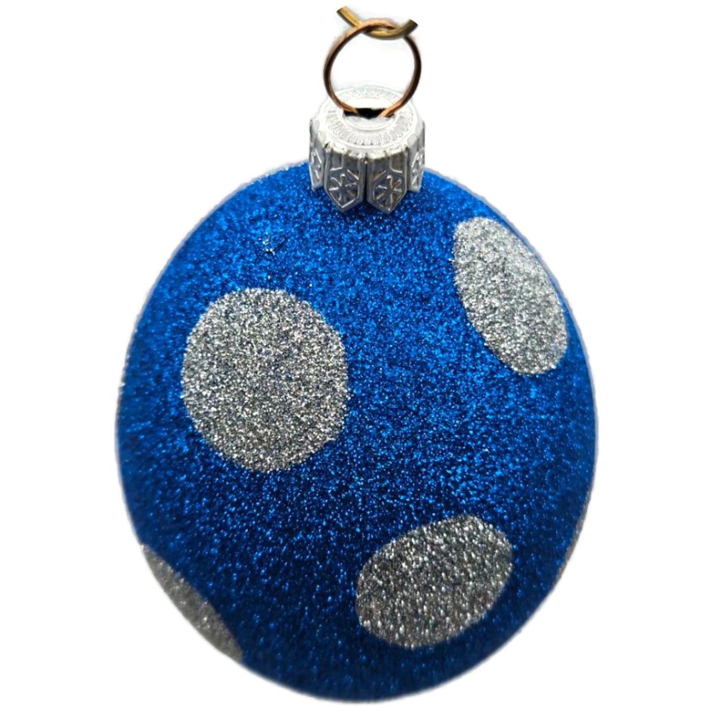 Patricia Breen Egg Blue Silver Polka Dot Easter Christmas Tree Ornament TCS