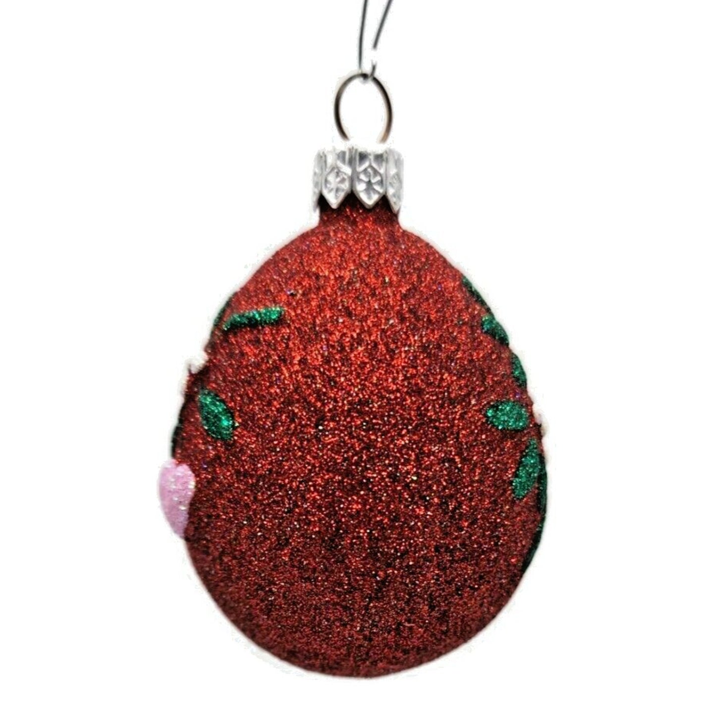 Patricia Breen Mistletoe Egg Red Pink Heart Christmas Holiday Glittered Ornament