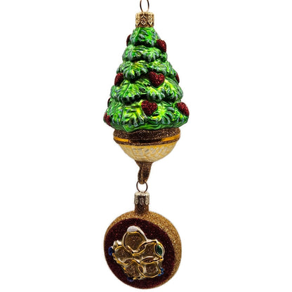 Patricia Breen Five Golden Rings Red Glittered Medallion Christmas Tree Ornament