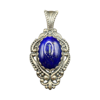 Carolyn Pollack Lapis Lazuli Oval Gemstone Pendant 925 Sterling Silver Filigree