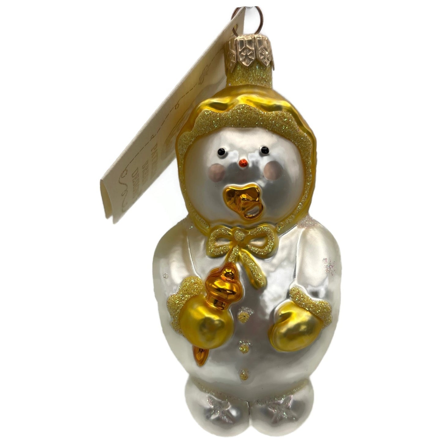 Patricia Breen Snowbaby Yellow Snowflakes Snowman White Christmas Tree Ornament