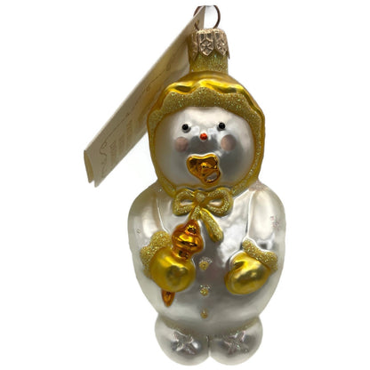 Patricia Breen Snowbaby Yellow Snowflakes Snowman White Christmas Tree Ornament