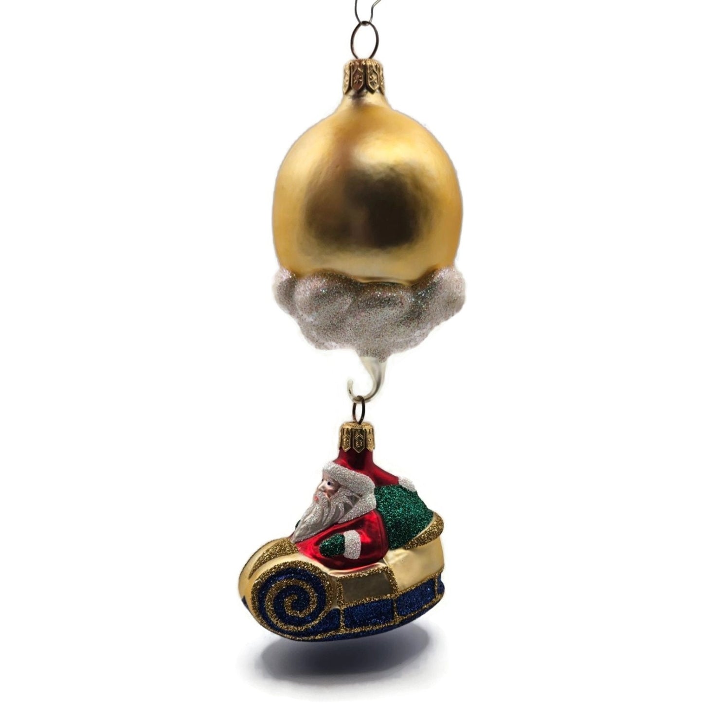 Patricia Breen Night Flight Santa Gold Sleigh Gold Moon Christmas Ornament