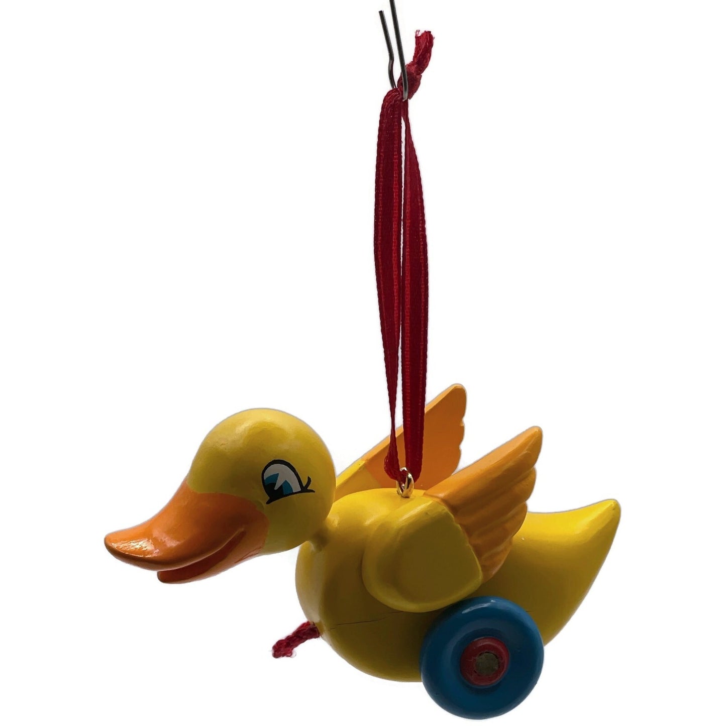 Hallmark Waddles 2001 Duck Pull Toy Wooden Yellow Keepsake Christmas Ornaments