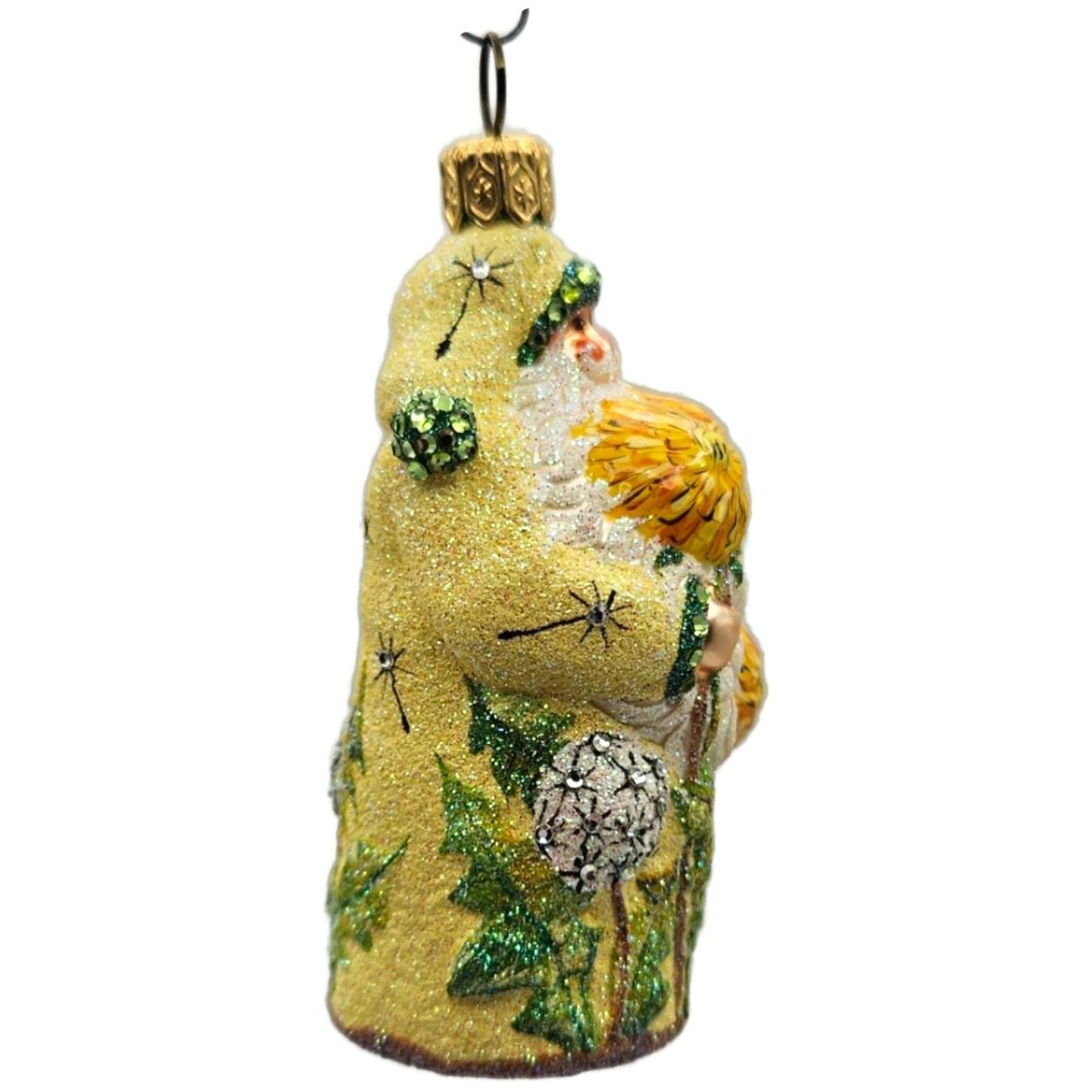 Patricia Breen Miniature Dandelion Santa Yellow Spring Christmas Ornament NM