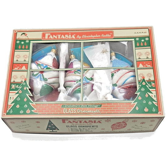Fantasia Ice Delites Christopher Radko 3 Pcs Set Christmas Ornaments with Box