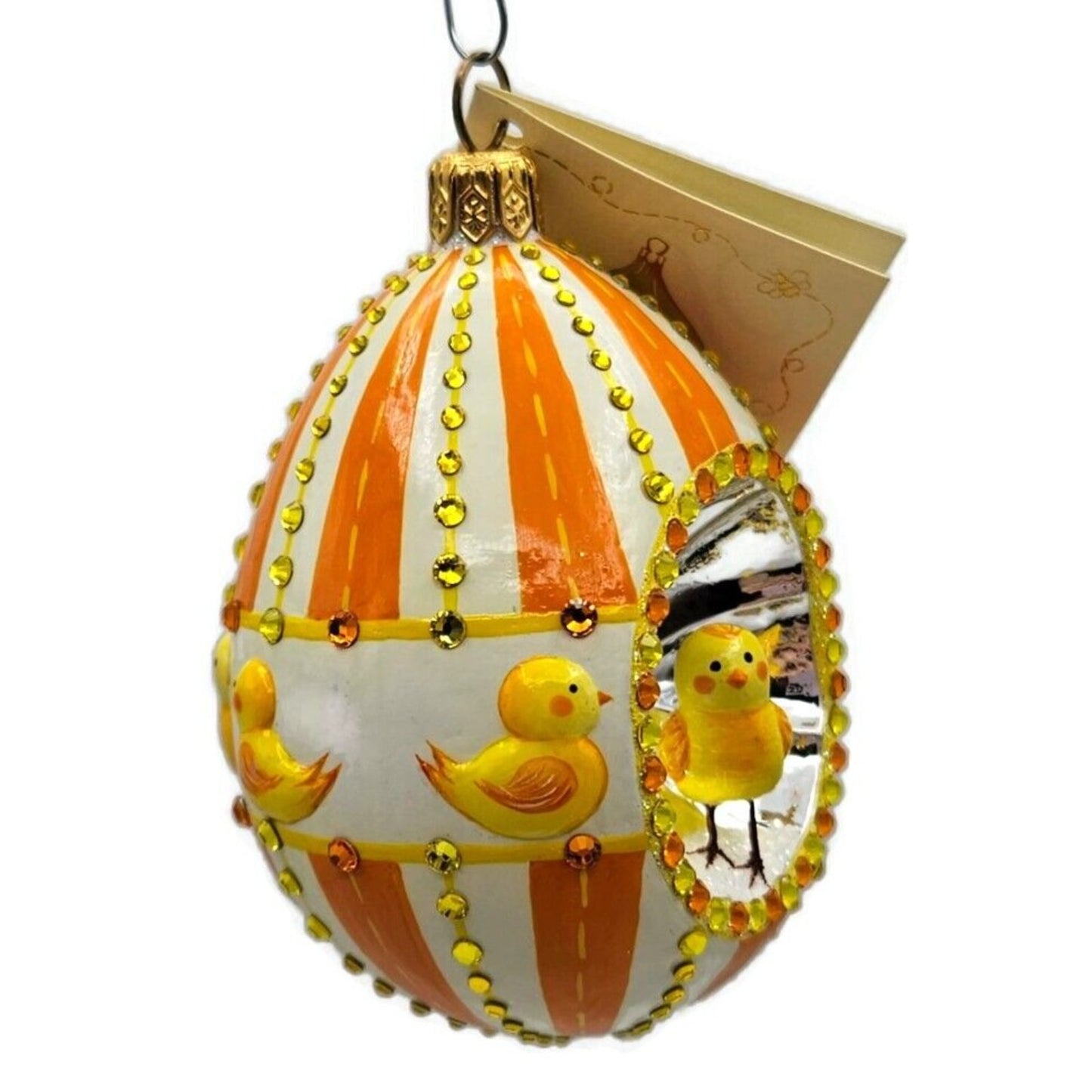 Patricia Breen Oeuf Sucre Chicks Easter Egg Striped Jeweled Reflector Ornament