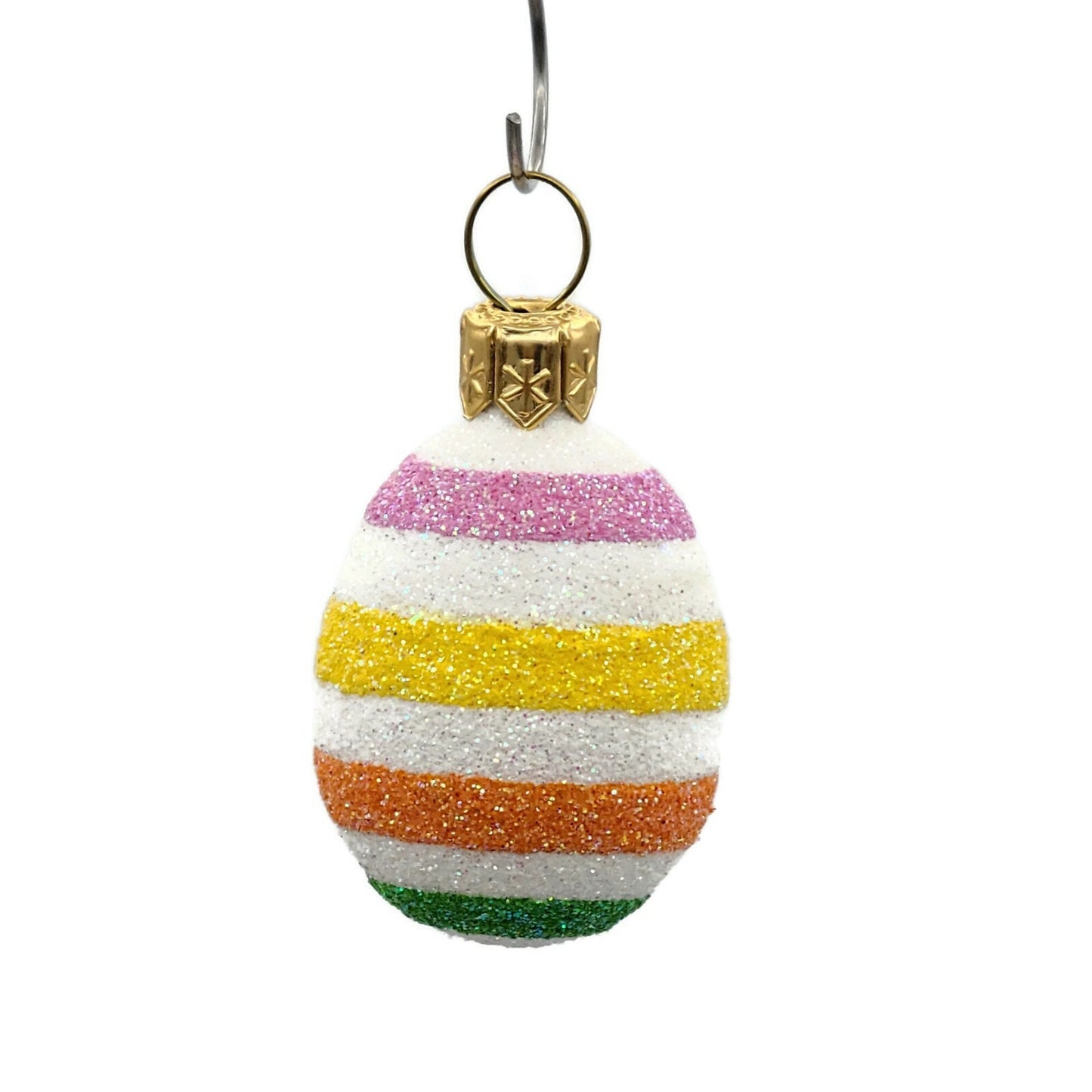 Patricia Breen Miniature Egg Spring Stripes Glass Easter Christmas Ornament 2629