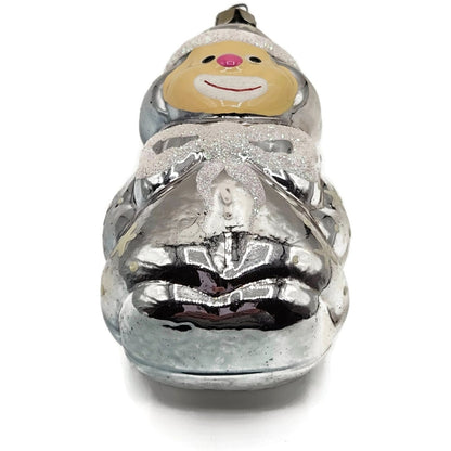 Russian Glass Circus Clown Silver Stars Polka Dot Christmas Tree Ornament