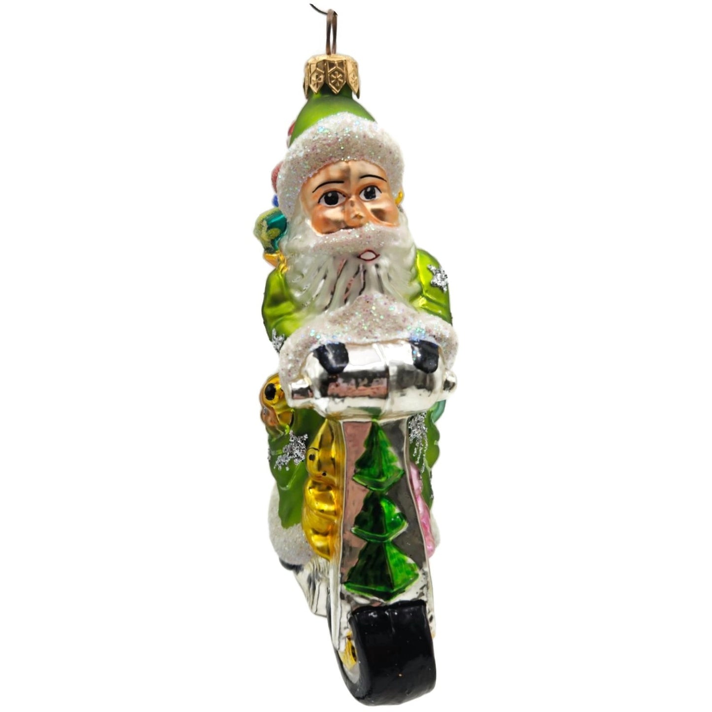 Christopher Radko Scooting Star Green Santa Claus Christmas Ornament 97-263-1