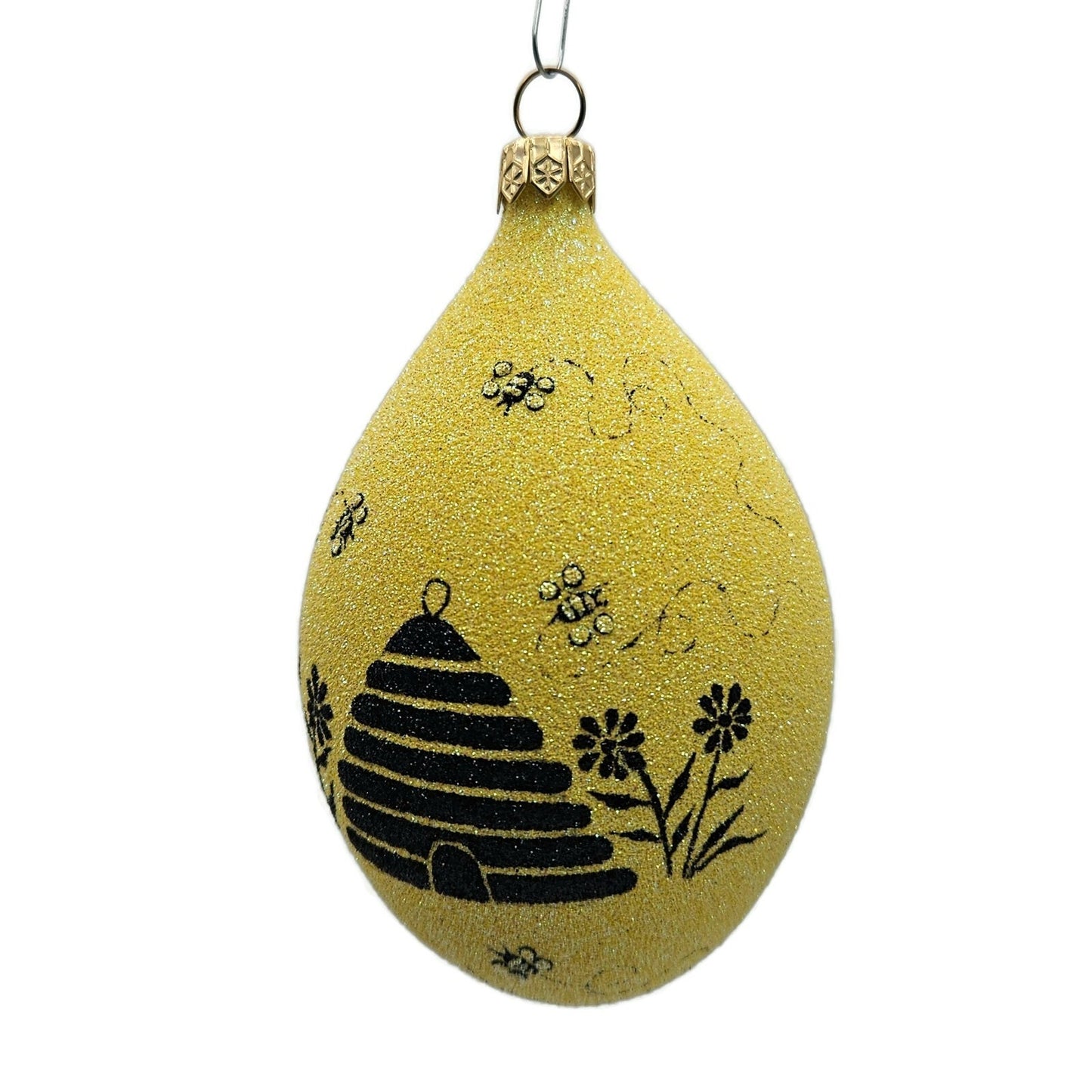 Patricia Breen Silhouette Egg Beeskep Bees Flower Yellow Easter Holiday Ornament