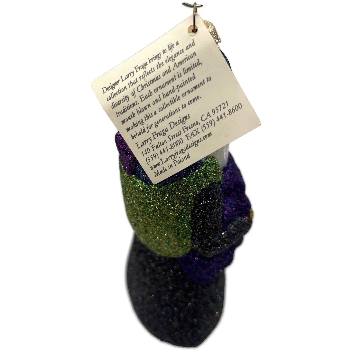 Larry Fraga Mr. Fabulous Glitter Series Green Purple Christmas Tree Ornament