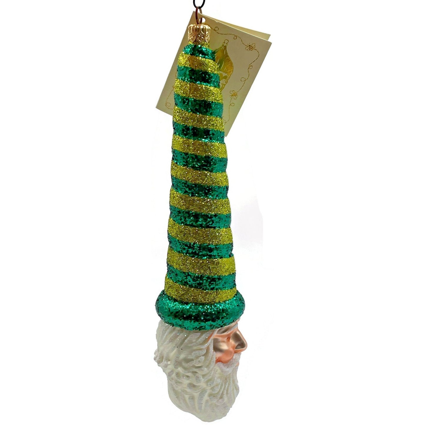 Patricia Breen Ornament Sucre Santa Green Yellow Striped Christmas Holiday Tree