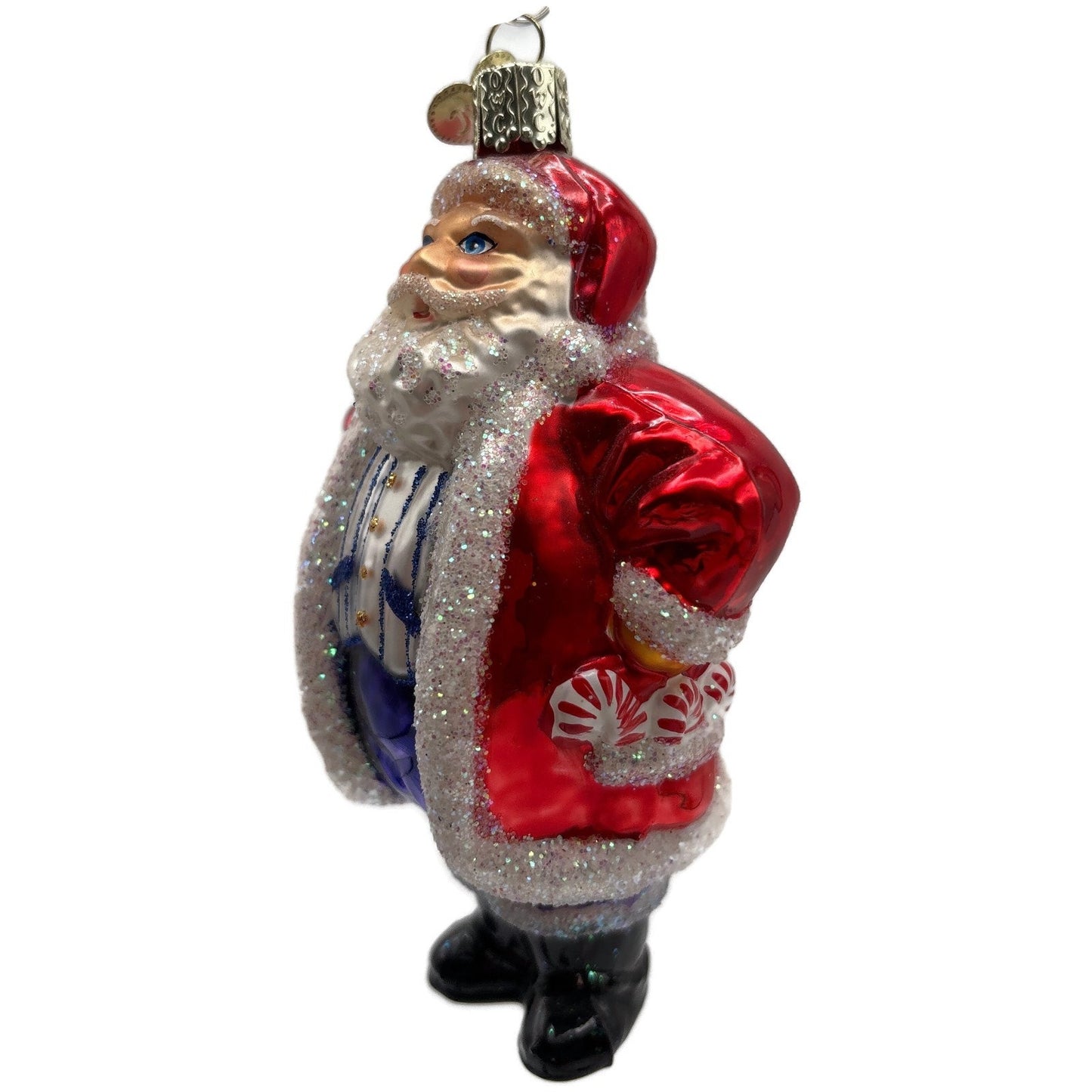 Old World Christmas Patriotic Santa Claus Red Glass Merck Family OWC Ornament