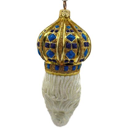 Patricia Breen Bijoux Noel Santa Claus Head Gold Crown Christmas Ornament 2101