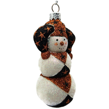 Patricia Breen Harlequin Snowman Orange Black Stars Halloween Ornament 2229