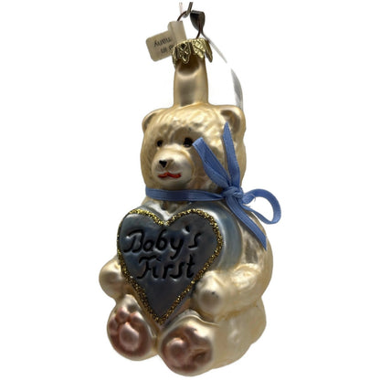 Babys First Teddy Bear Blue Heart Christmas Ornament Midwest of Cannon Falls