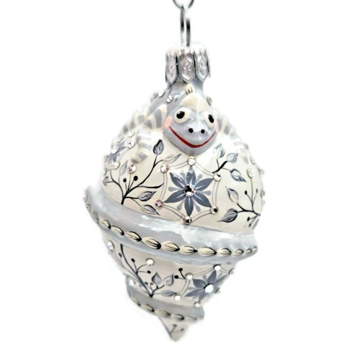 Patricia Breen Topping Chameleon Chinoiserie Graphite Spring Christmas Ornament