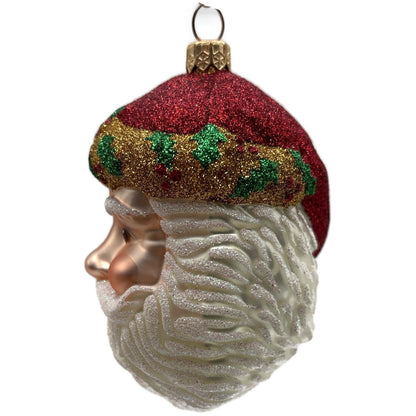 Patricia Breen Morris Santa Red Gold Glittered Holly Christmas Tree Ornament