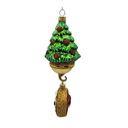 Patricia Breen Five Golden Rings Red Glittered Medallion Christmas Tree Ornament