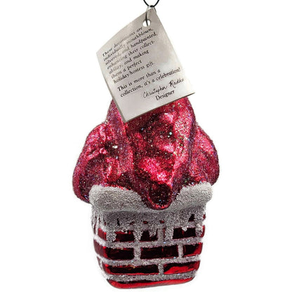 Christopher Radko Santa Claus Down The Chimney Red Christmas Ornament 94-176-0