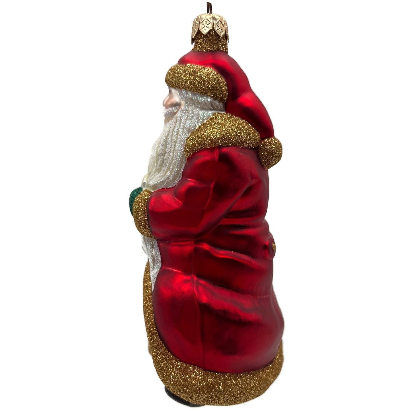 Patricia Breen Through The Rain and Snow Red Matte Santa Christmas Tree Ornament