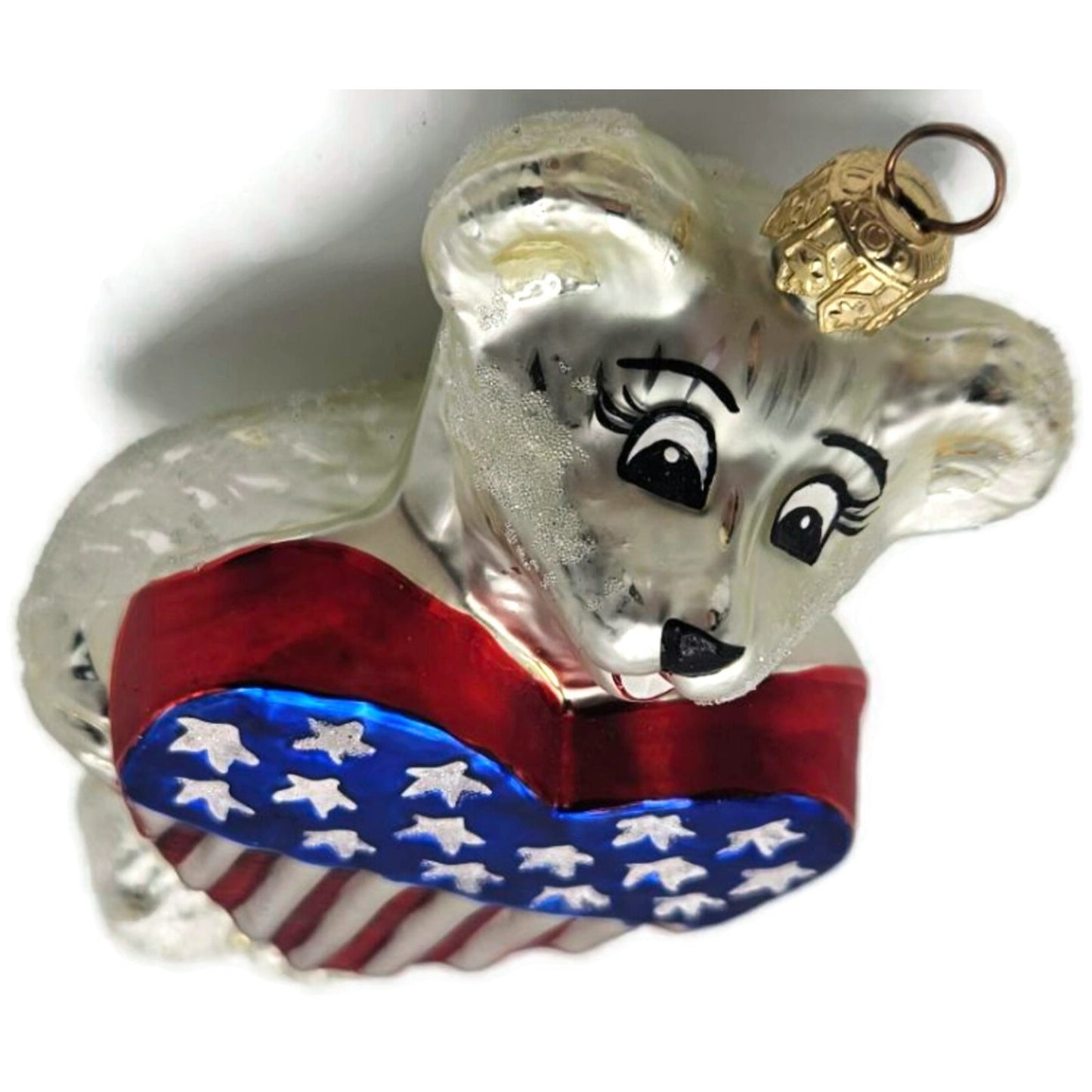 Christopher Radko Liberty Bear Patriotic Heart USA Christmas Ornament 98-205-0