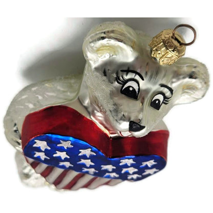 Christopher Radko Liberty Bear Patriotic Heart USA Christmas Ornament 98-205-0